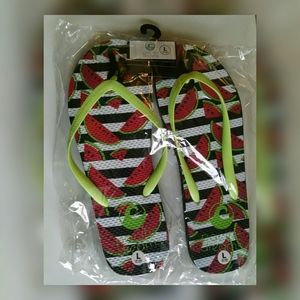 💥3/$12 Pacific Dreams 9-10 Green Watermelon Sandals
